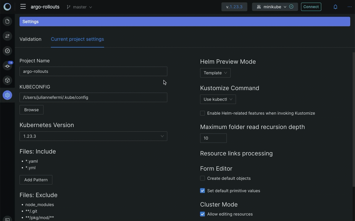Current Project Settings